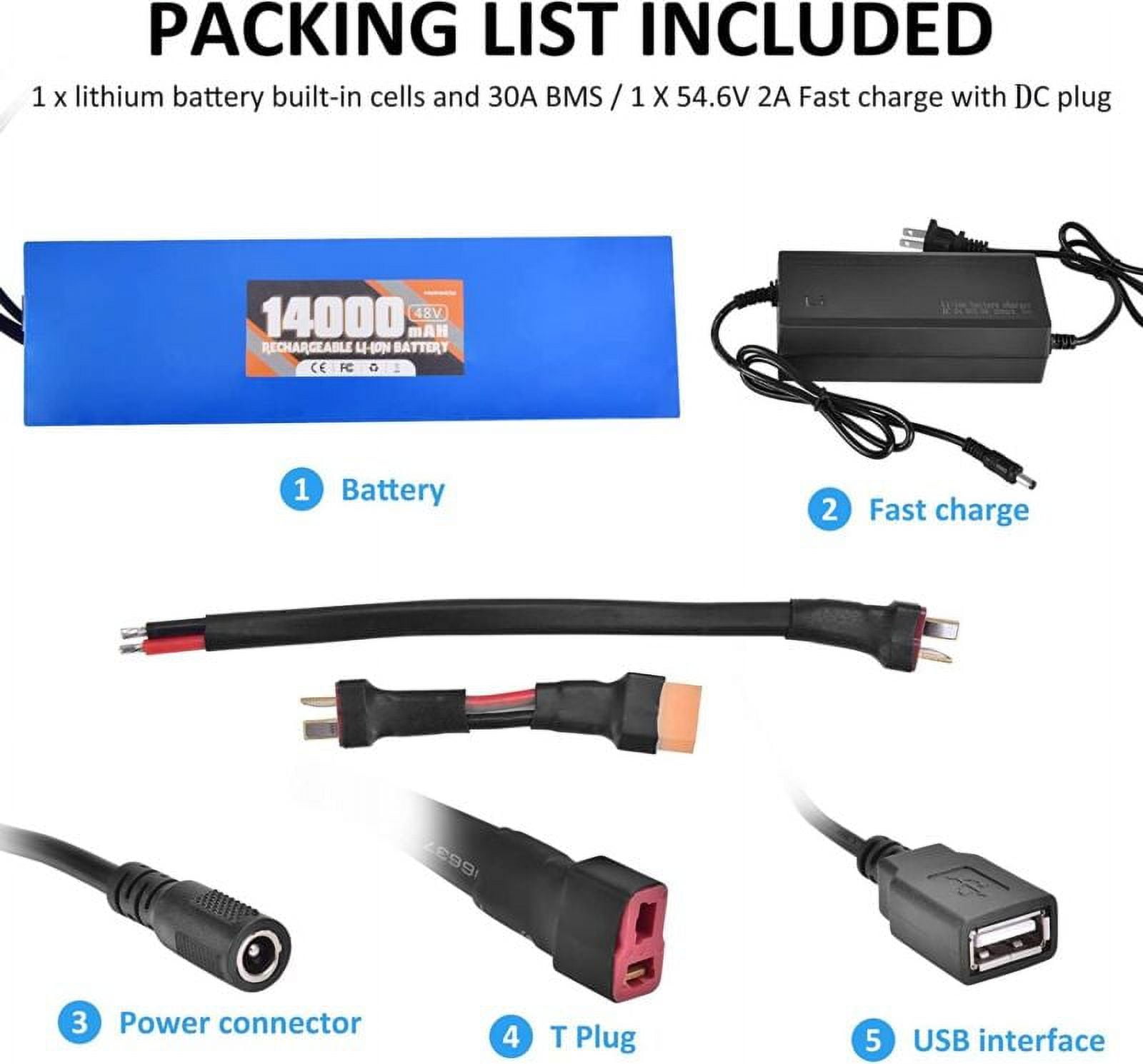 EAYSG 48V 14Ah Removable eBike Battery with Charger