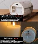 Marble Flameless Pillar Candles Set with Remote