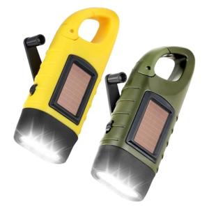 Distorris Solar Hand Crank LED Flashlight - 2 Pack