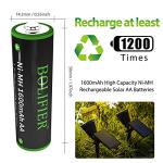 BOLIFIER 8-Pack High Capacity Solar AA Batteries