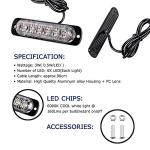 Ricoy 6 LED Amber Emergency Strobe Light Bar