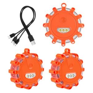 USB Rechargeable LED Road Flares Safety Kit - 3 Pack