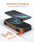 Hiluckey 20000mAh Wireless Solar Power Bank