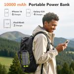 10000mAh Portable Solar Power Bank with 3 Outputs