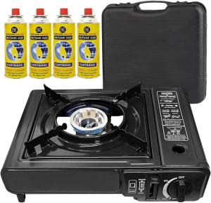 Portable Gas Stove with 4 Butane Canisters