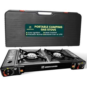Portable Double Burner Stove for Camping and BBQ