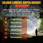 Rechargeable 5000LM LED Head Torch with Sensor