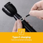 GEEPAS 7W Rechargeable LED Flashlight for Outdoors