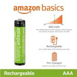 12-Pack Rechargeable AAA NiMH Batteries, 800 mAh