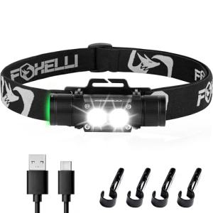 Foxelli Bright Rechargeable Headlamp with 1200 Lumens