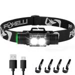 Foxelli Bright Rechargeable Headlamp with 1200 Lumens