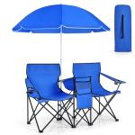 Double Camping Chair with Canopy and Cup Holders