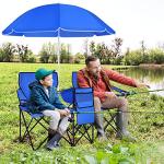 Double Camping Chair with Canopy and Cup Holders