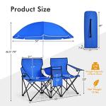 Double Camping Chair with Canopy and Cup Holders