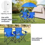 Double Camping Chair with Canopy and Cup Holders