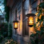 Otdair Solar Wall Lanterns with Flickering Flames