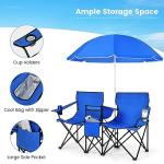 Double Camping Chair with Canopy and Cup Holders