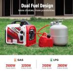 3500W Portable Dual Fuel Inverter Generator with Bluetooth