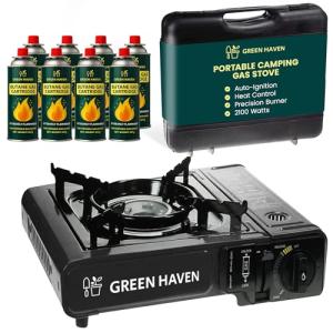 Green Haven Portable Camping Stove with Carry Case