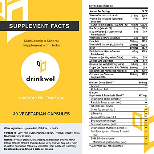 Drinkwel Better Mornings Hangover Support Formula - 30 Count