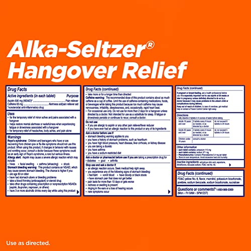 Alka-Seltzer Hangover Relief Tablets - 60 Count