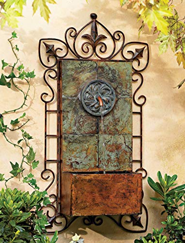 Ibizi Rustic Medallion Wall Fountain with LED Light