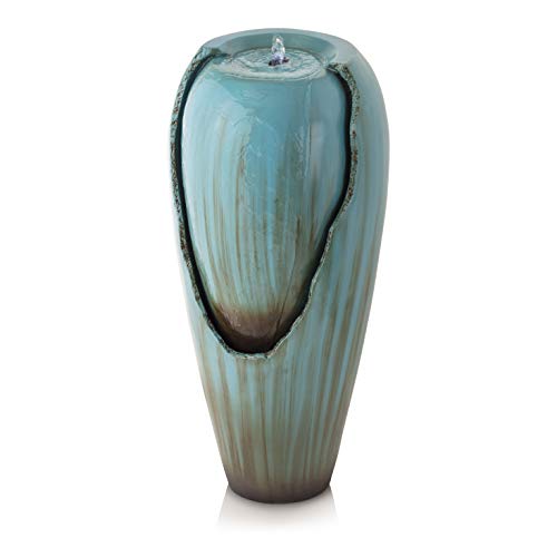 Alpine 84 cm Turquoise Water Jar Fountain with Light