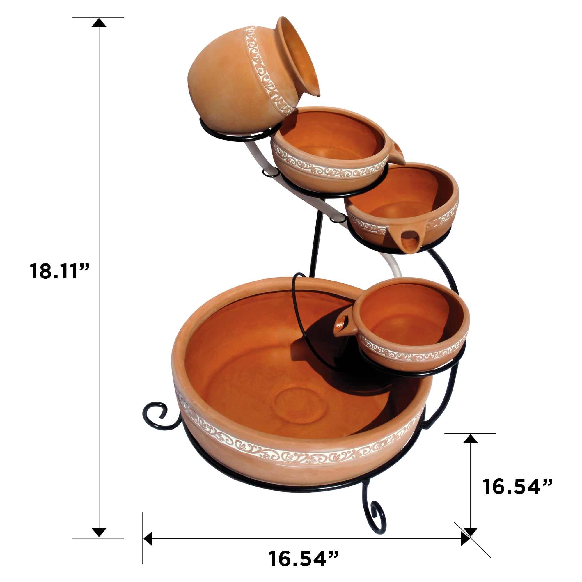 Solar 5-Tier Cascading Outdoor Water Fountain