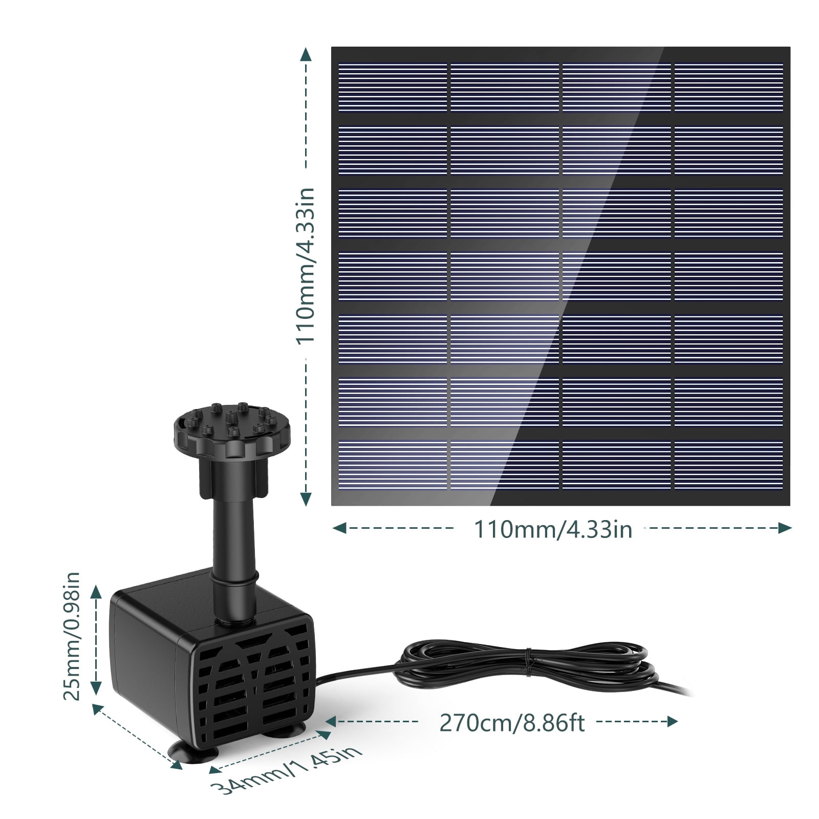 Solar Powered Fountain Pump for Bird Baths and Gardens