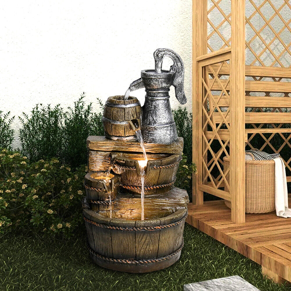 Rustic Brown Outdoor Water Fountain for Garden Decor