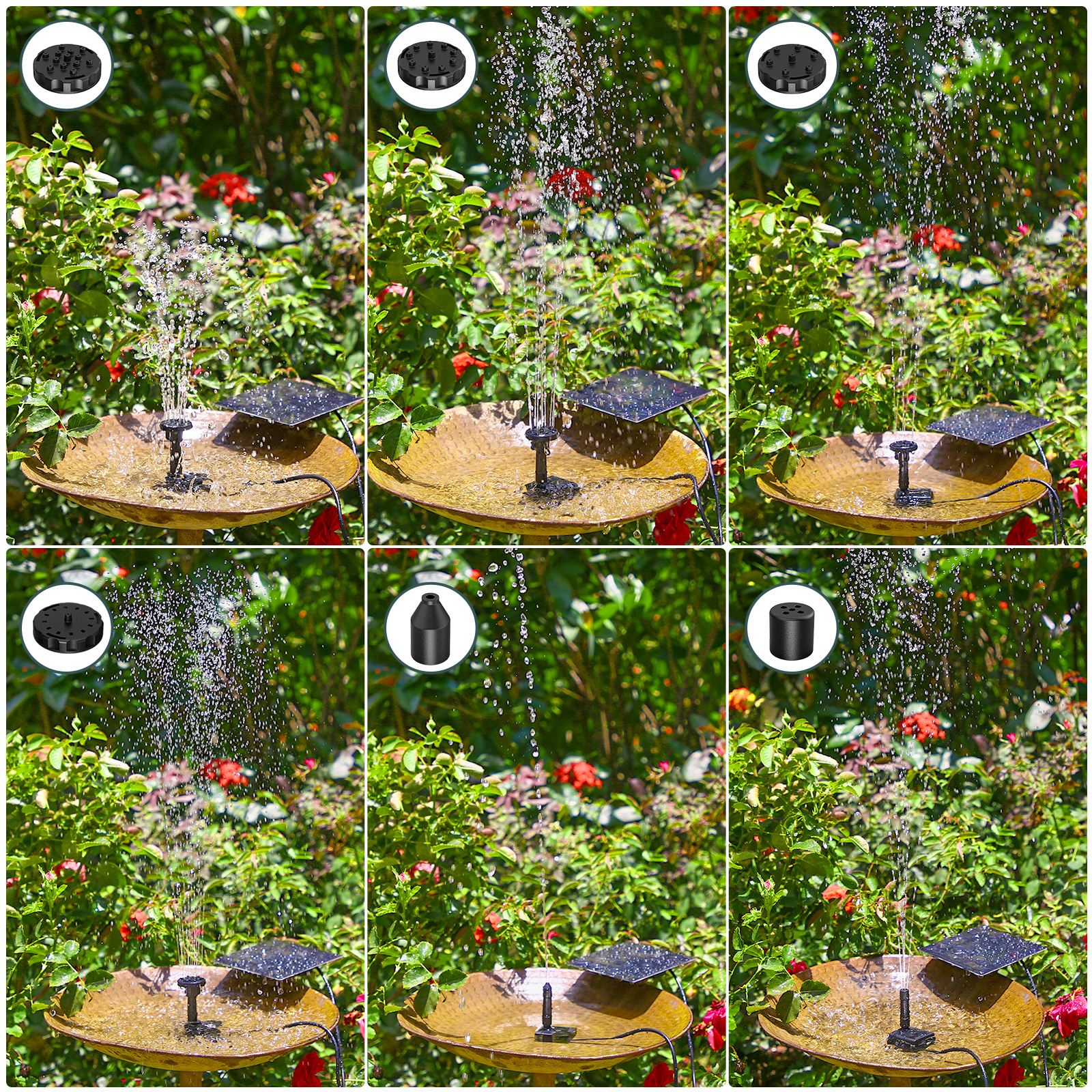 Solar Powered Fountain Pump for Bird Baths and Gardens