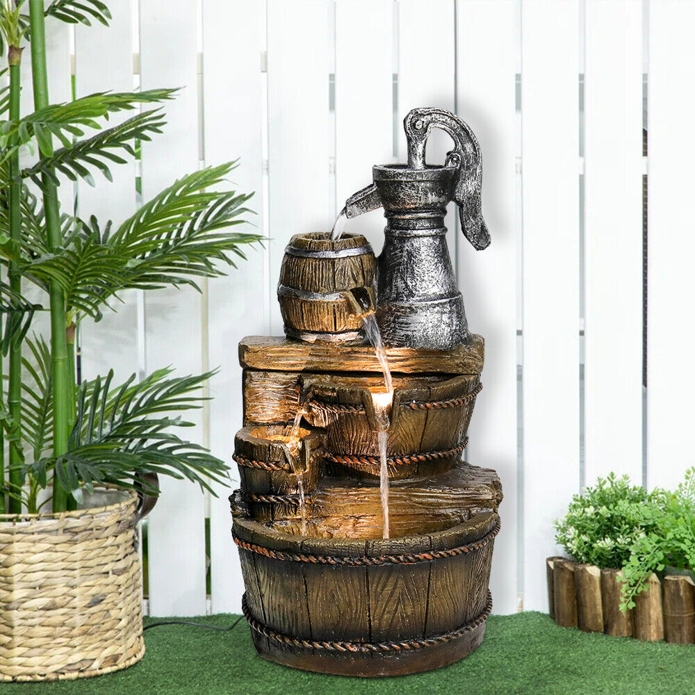 Rustic Brown Outdoor Water Fountain for Garden Decor