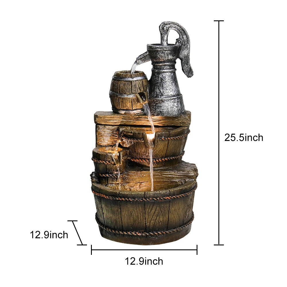 Rustic Brown Outdoor Water Fountain for Garden Decor