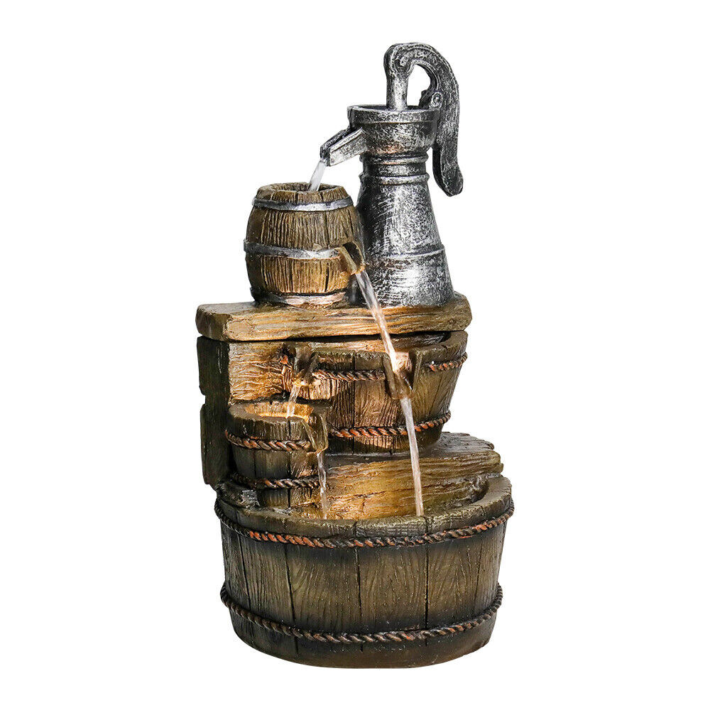 Rustic Brown Outdoor Water Fountain for Garden Decor