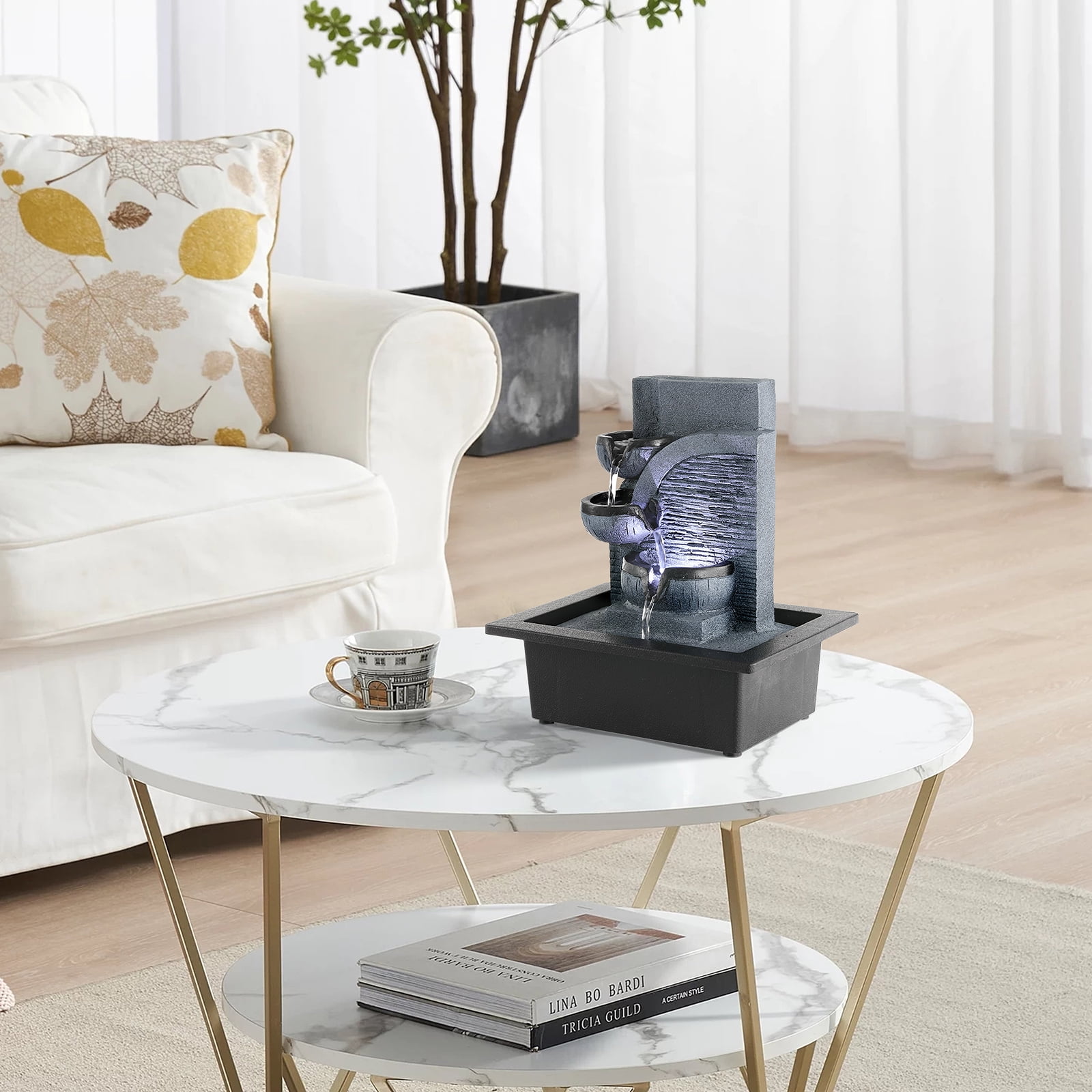 10.6" Tabletop Water Fountain with LED Light