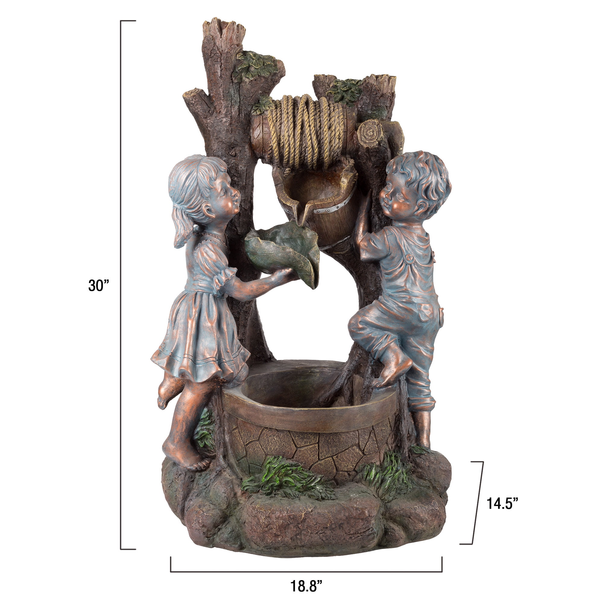 Antique Bronze Boy and Girl Outdoor Fountain