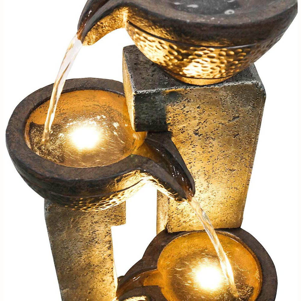 4-Tier Resin Waterfall Fountain with LED Light