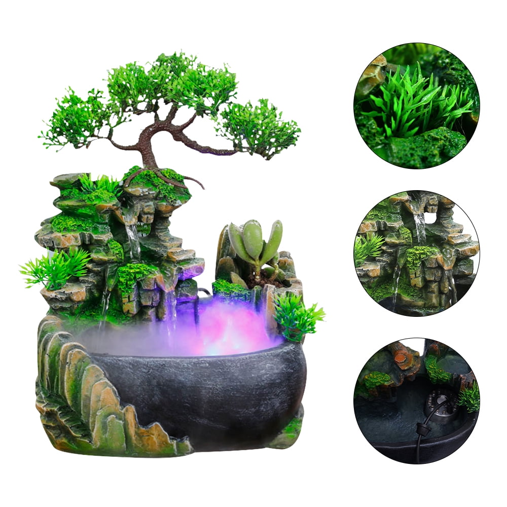 Mini Tabletop Rockery Water Fountain with Light