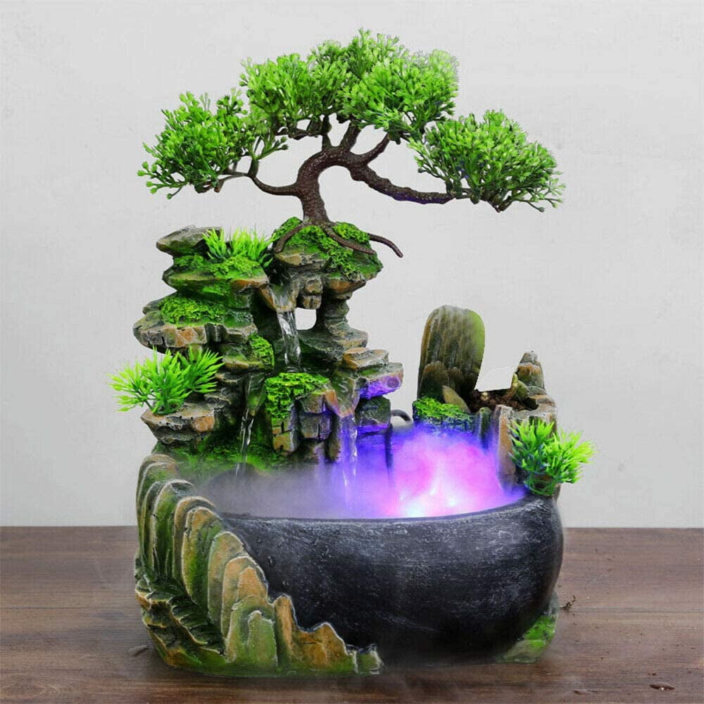 Mini Tabletop Rockery Water Fountain with Light