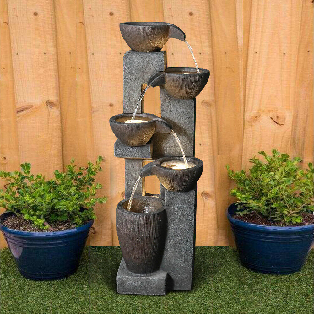 5-Tier LED Outdoor Water Fountain for Home Decor
