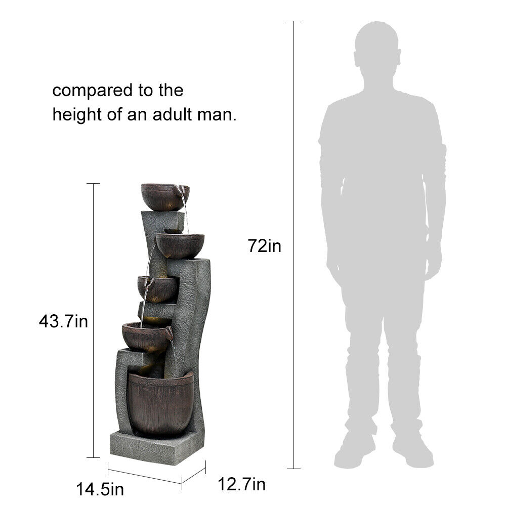5-Tier Modern Outdoor Water Fountain for Gardens