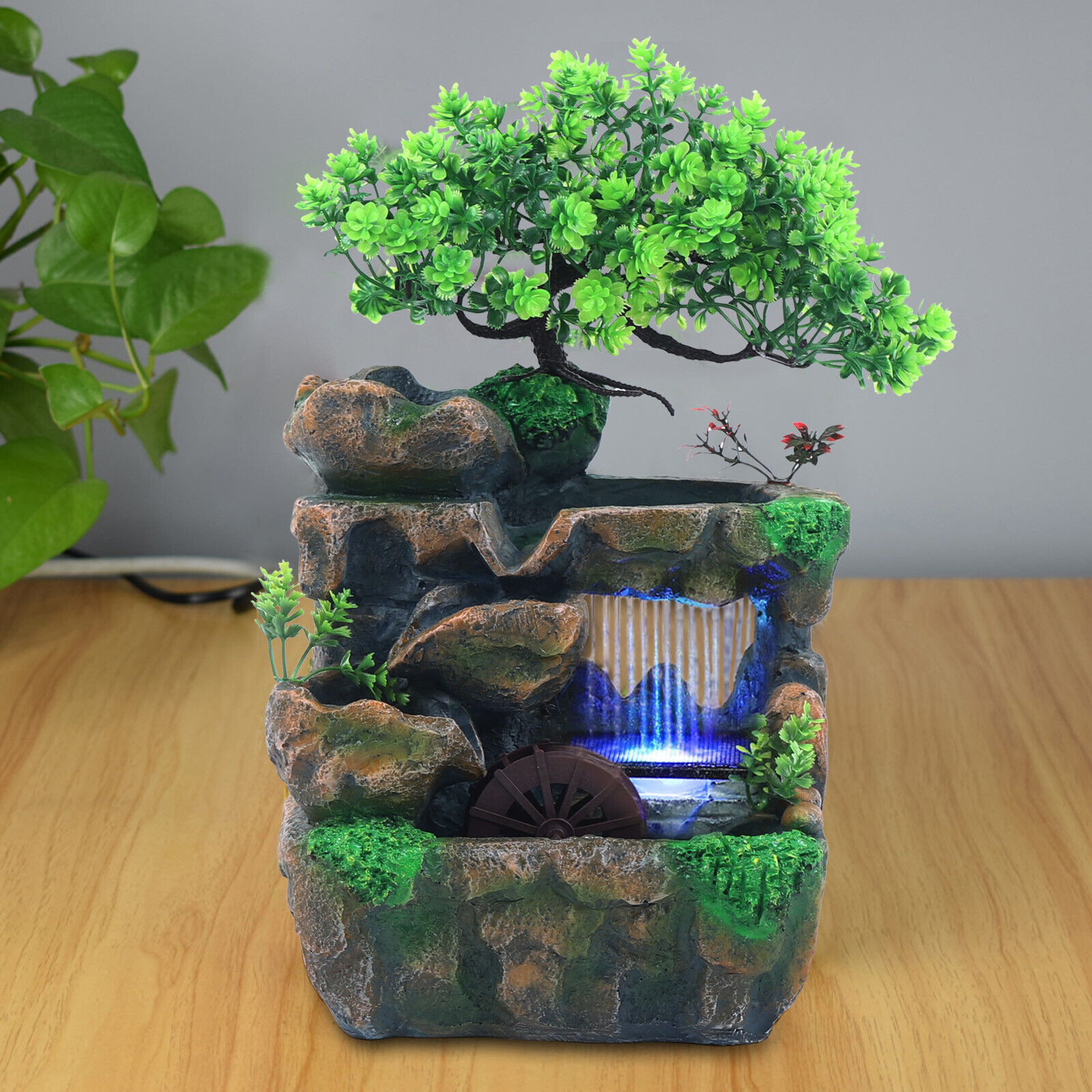 Small Tabletop Rock Waterfall Fountain with LED Light