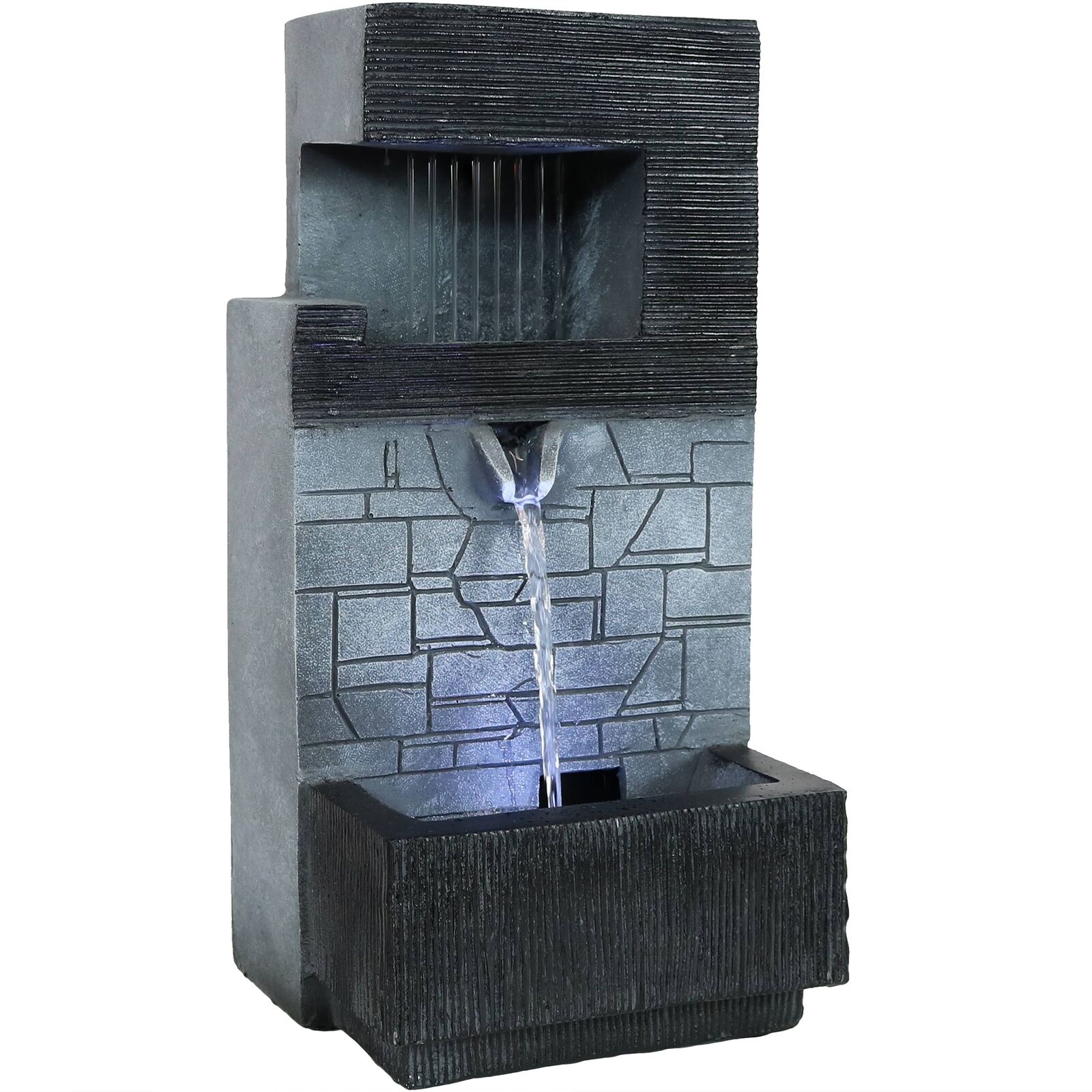 Modern Tiered Brick Polyresin Water Fountain with LED