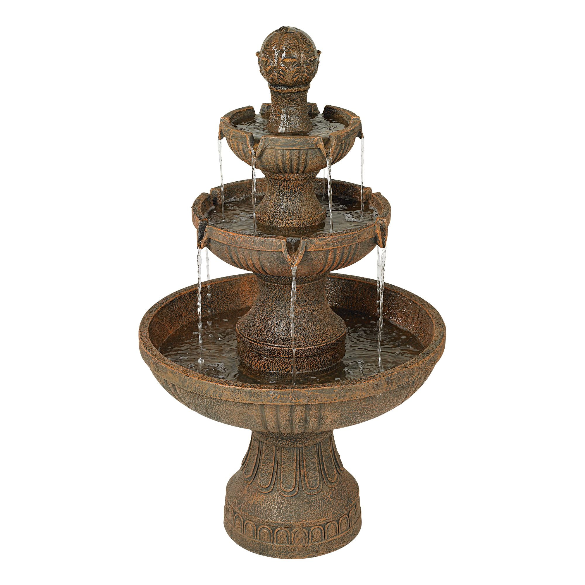 Rustic 3-Tier Cascading Outdoor Water Fountain