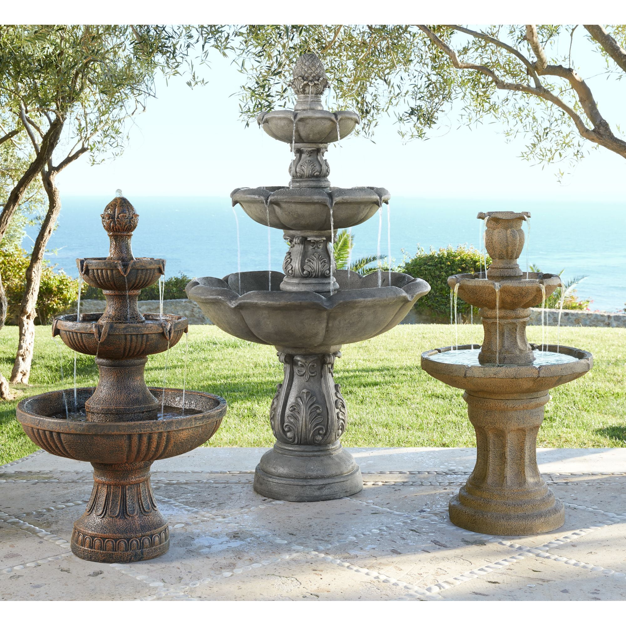 Rustic 3-Tier Cascading Outdoor Water Fountain