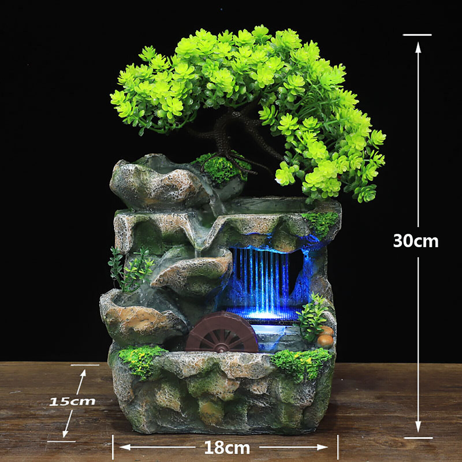 Small Tabletop Rock Waterfall Fountain with LED Light