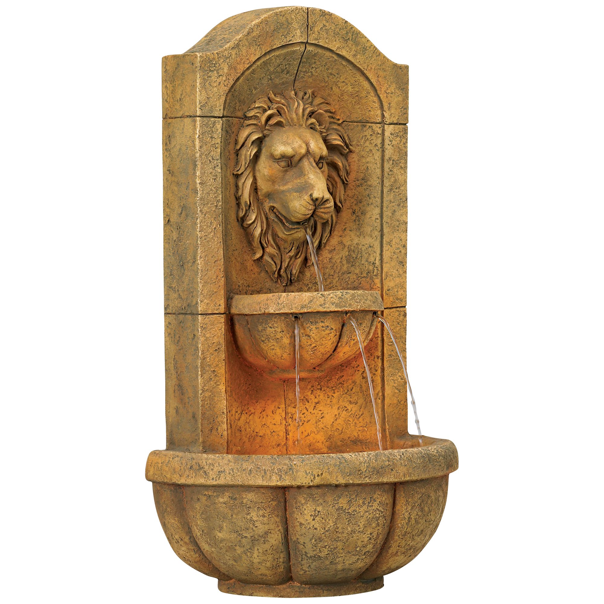 Lion Head 29.5" Faux Stone Wall Fountain