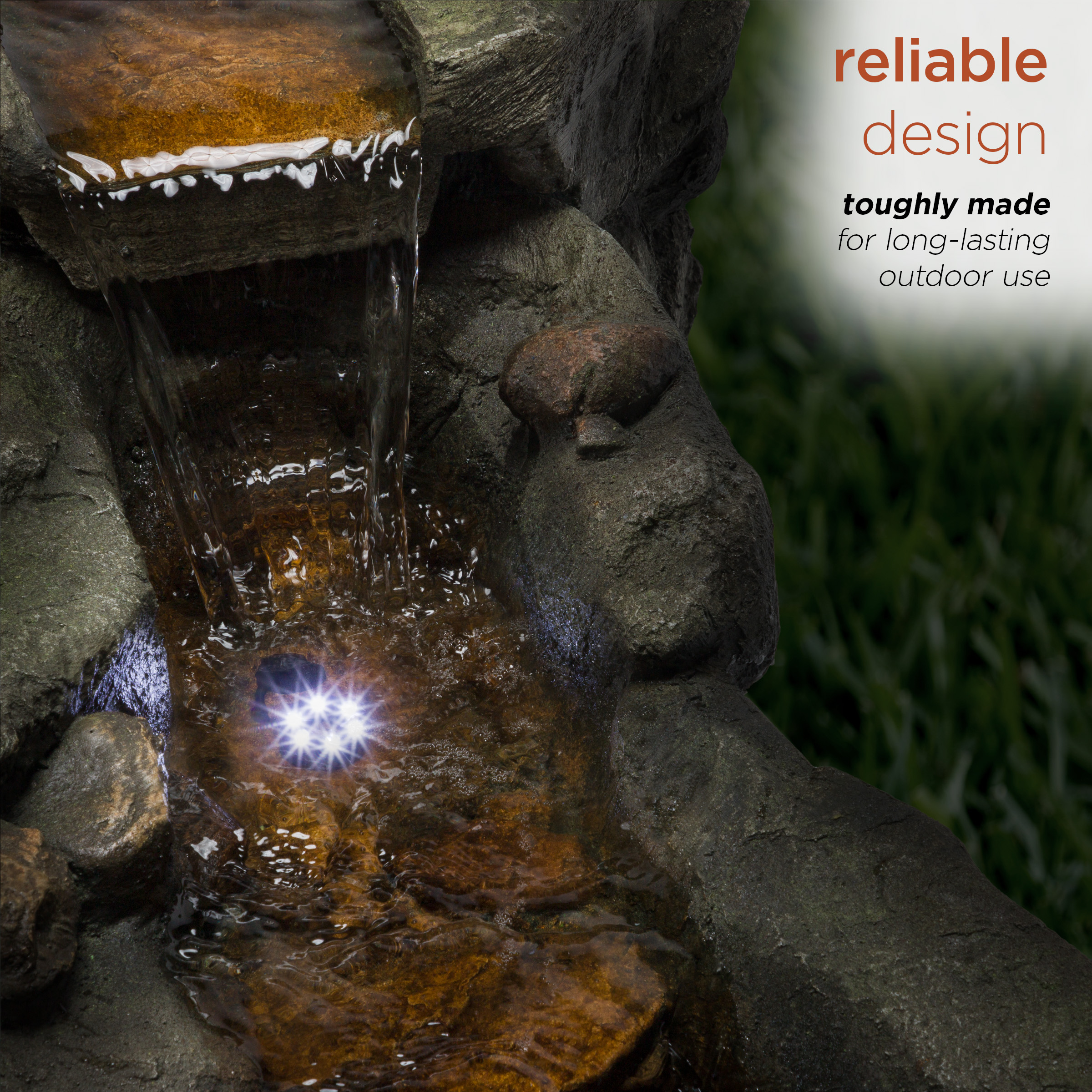 Alpine 61" Light-Up Cascading Floor Fountain