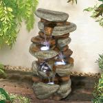 4-Tier Rock Water Fountain with LED Lights