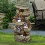 4-Tier Rock Water Fountain with LED Lights